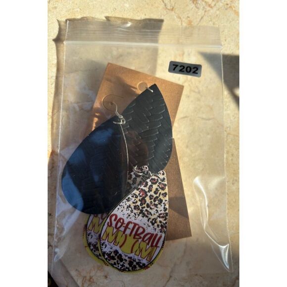 Softball Mom & Black Textured Teardrop Earrings Set - Picture 7 of 7